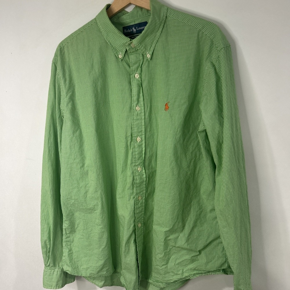 Men's Polo Ralph Lauren Green Checkered Button Down Size XL/TG